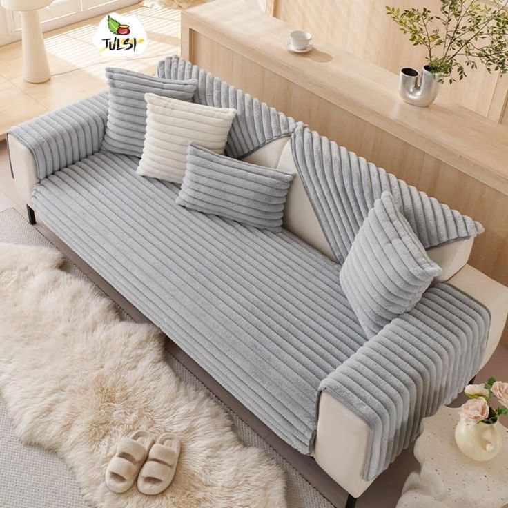 Couch Cover/Sofa Covers, Anti Slip Sofa Slipcover (Grey)