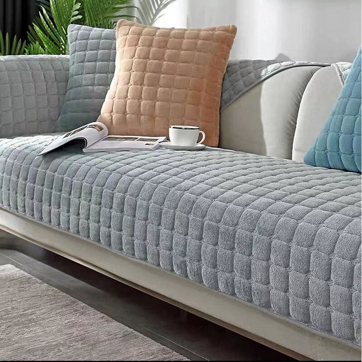 Couch Cover/Sofa Covers, Anti Slip Sofa Slipcover (Grey)