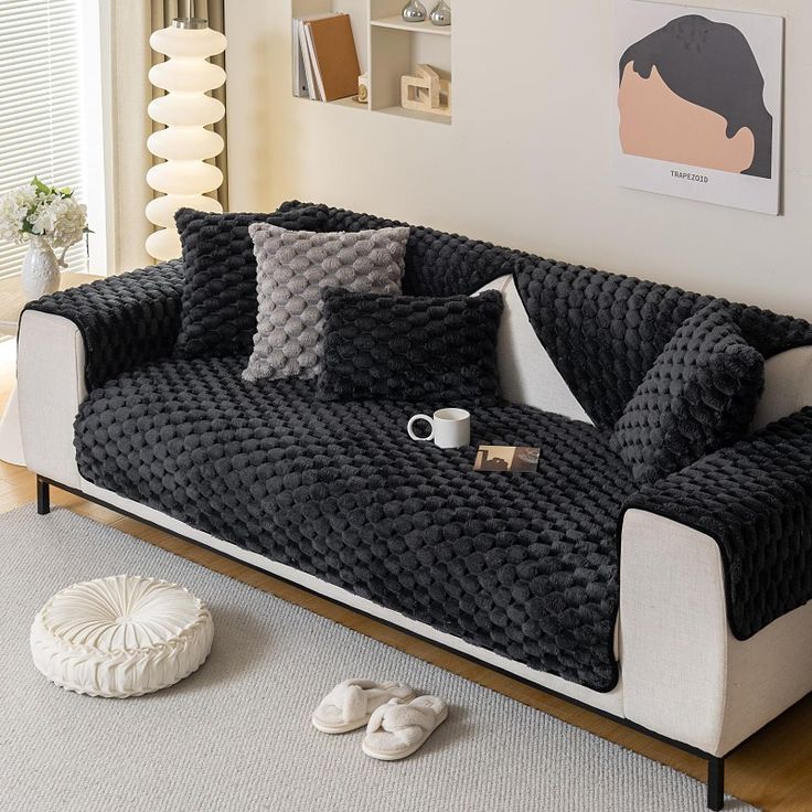 Couch Cover/Sofa Covers, Anti Slip Sofa Slipcover (Black II)