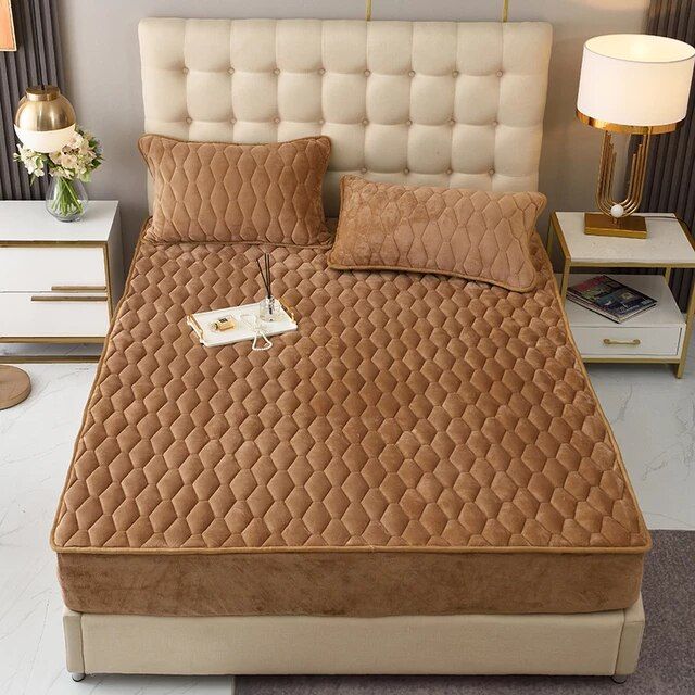 Ultra Soft Cotton Quilted 100% Waterproof Mattress Protector For Double Bed (Copper)