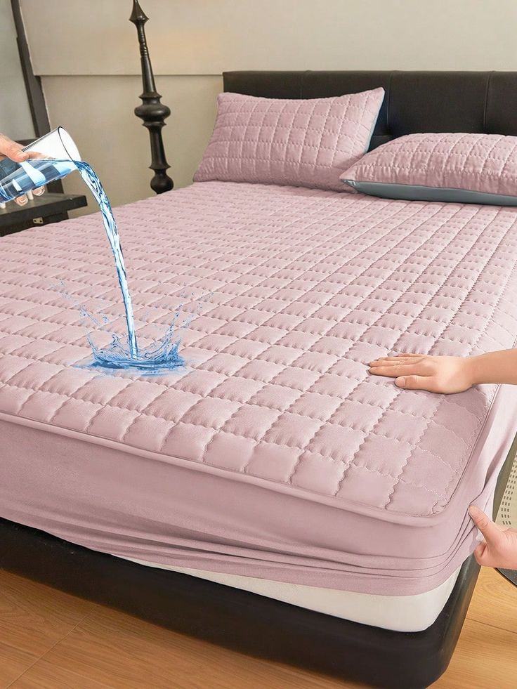 Ultra Soft Cotton Quilted 100% Waterproof Mattress Protector For Double Bed (Baby Pink)